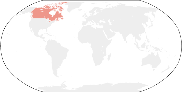 世界地図　カナダ